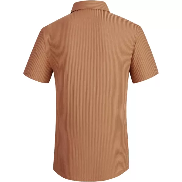 Alex Vando Mens Nylon Dress Shirts 8-Way Stretch Wrinkle Free Moisture Wicking Ribbed Knitted Shirt for Men