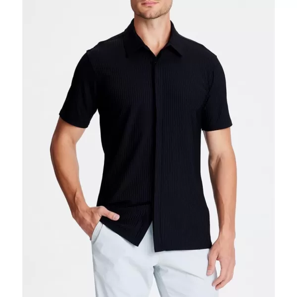 Alex Vando Mens Nylon Dress Shirts 8-Way Stretch Wrinkle Free Moisture Wicking Ribbed Knitted Shirt for Men