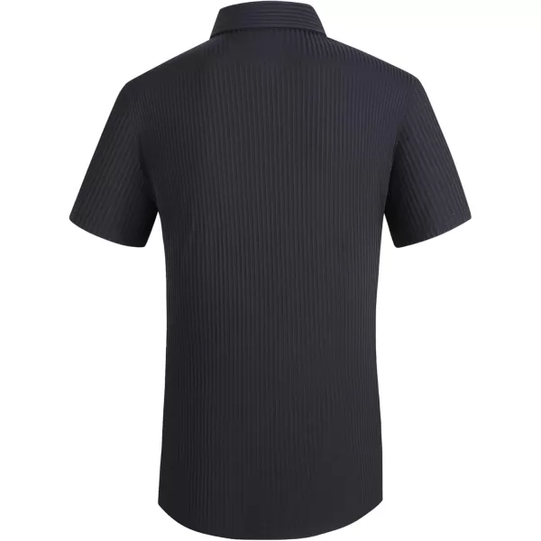 Alex Vando Mens Nylon Dress Shirts 8-Way Stretch Wrinkle Free Moisture Wicking Ribbed Knitted Shirt for Men