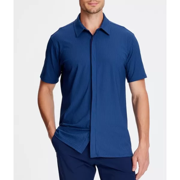 Alex Vando Mens Nylon Dress Shirts 8-Way Stretch Wrinkle Free Moisture Wicking Ribbed Knitted Shirt for Men