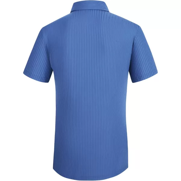 Alex Vando Mens Nylon Dress Shirts 8-Way Stretch Wrinkle Free Moisture Wicking Ribbed Knitted Shirt for Men