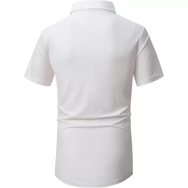 Alex Vando Mens Nylon Dress Shirts 8-Way Stretch Wrinkle Free Moisture Wicking Ribbed Knitted Shirt for Men