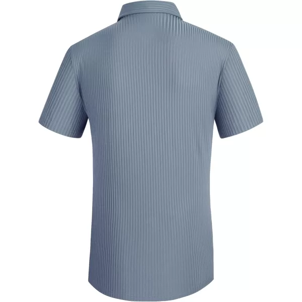 Alex Vando Mens Nylon Dress Shirts 8-Way Stretch Wrinkle Free Moisture Wicking Ribbed Knitted Shirt for Men