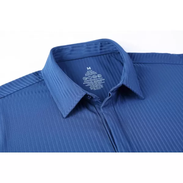 Alex Vando Mens Nylon Dress Shirts 8-Way Stretch Wrinkle Free Moisture Wicking Ribbed Knitted Shirt for Men