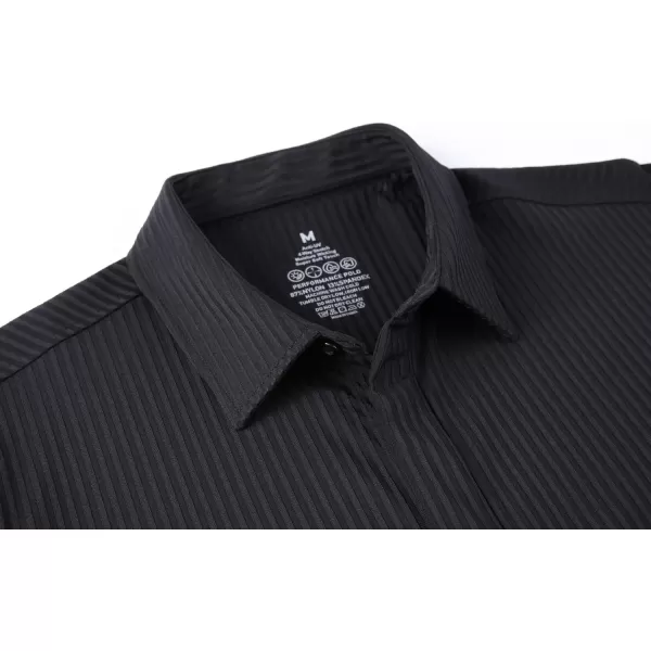 Alex Vando Mens Nylon Dress Shirts 8-Way Stretch Wrinkle Free Moisture Wicking Ribbed Knitted Shirt for Men