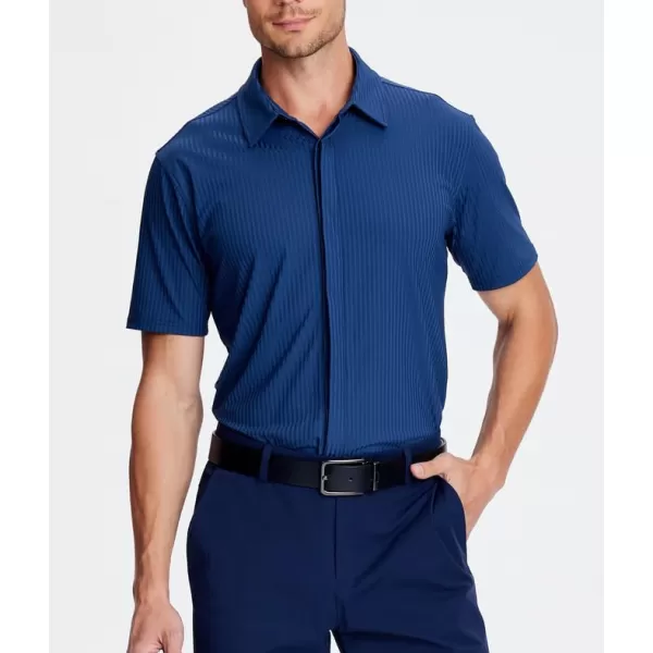 Alex Vando Mens Nylon Dress Shirts 8-Way Stretch Wrinkle Free Moisture Wicking Ribbed Knitted Shirt for Men