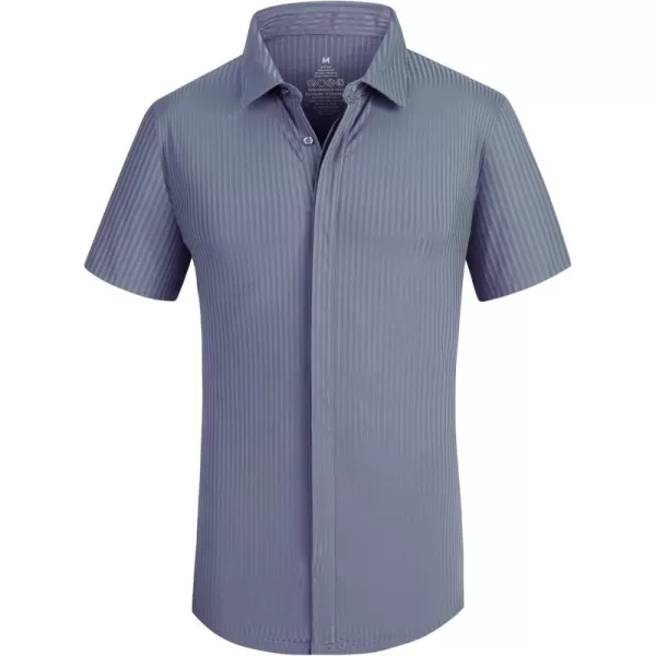 Alex Vando Mens Nylon Dress Shirts 8-Way Stretch Wrinkle Free Moisture Wicking Ribbed Knitted Shirt for Men