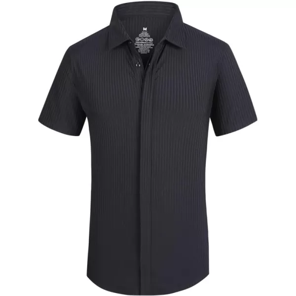 Alex Vando Mens Nylon Dress Shirts 8-Way Stretch Wrinkle Free Moisture Wicking Ribbed Knitted Shirt for Men