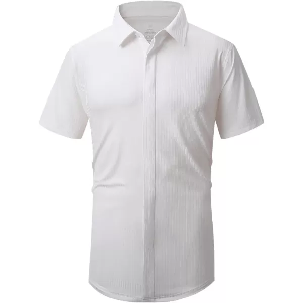 Alex Vando Mens Nylon Dress Shirts 8-Way Stretch Wrinkle Free Moisture Wicking Ribbed Knitted Shirt for Men