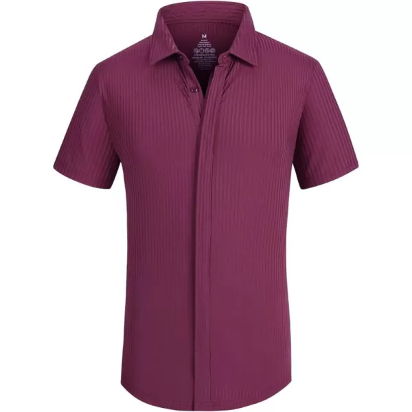Alex Vando Mens Nylon Dress Shirts 8-Way Stretch Wrinkle Free Moisture Wicking Ribbed Knitted Shirt for Men