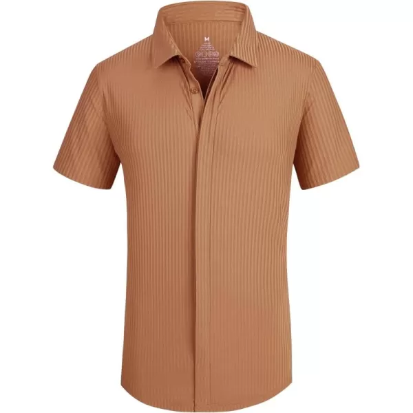 Alex Vando Mens Nylon Dress Shirts 8-Way Stretch Wrinkle Free Moisture Wicking Ribbed Knitted Shirt for Men