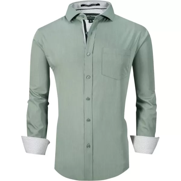Alex Vando Mens Dress Shirts Wrinkle Free Regular Fit Stretch Rayon Bamboo Button Down Shirt