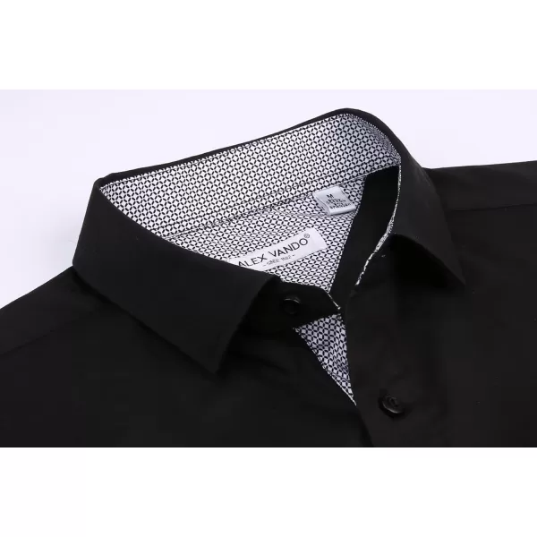 Alex Vando Mens Dress Shirts 4-Way Stretch Wrinkle Free Regular Fit Short Sleeve Men Button Down Shirt