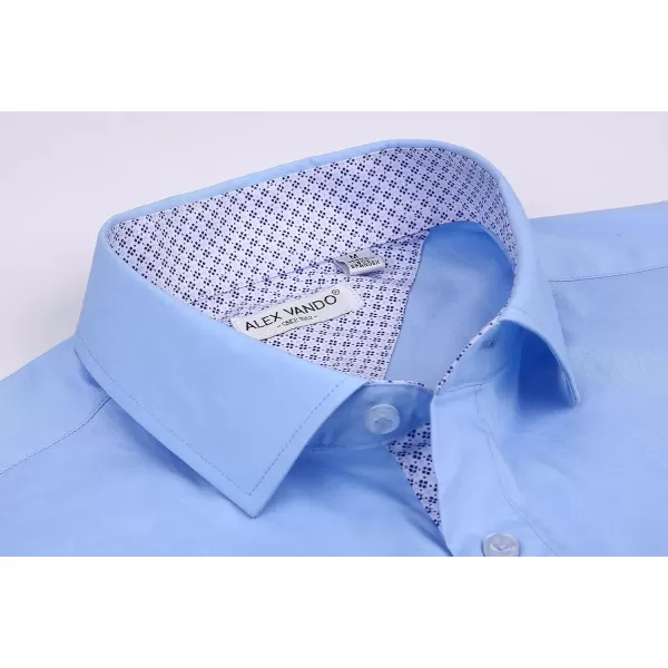 Alex Vando Mens Dress Shirts 4-Way Stretch Wrinkle Free Regular Fit Short Sleeve Men Button Down Shirt