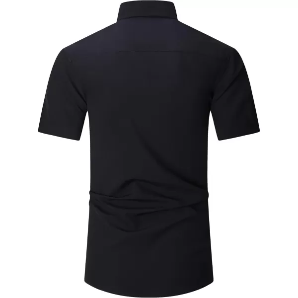 Alex Vando Mens Dress Shirts 4-Way Stretch Wrinkle Free Regular Fit Short Sleeve Men Button Down Shirt