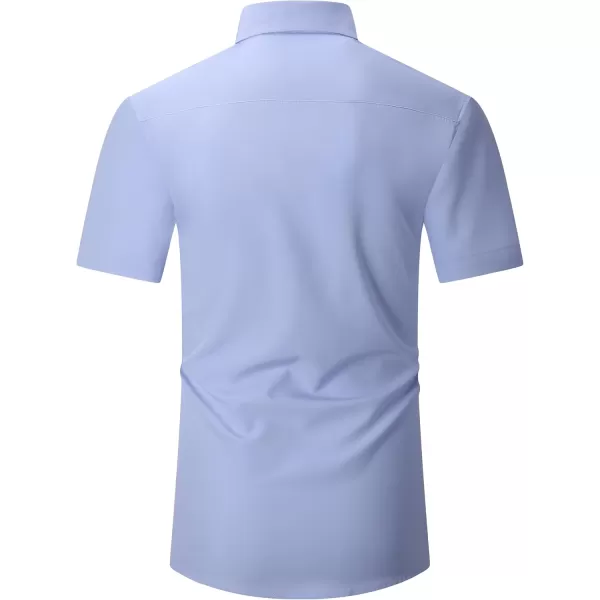 Alex Vando Mens Dress Shirts 4-Way Stretch Wrinkle Free Regular Fit Short Sleeve Men Button Down Shirt