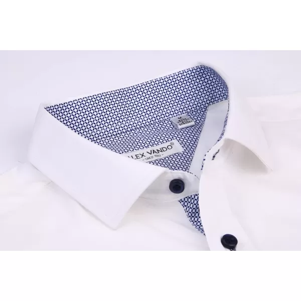 Alex Vando Mens Dress Shirts 4-Way Stretch Wrinkle Free Regular Fit Short Sleeve Men Button Down Shirt