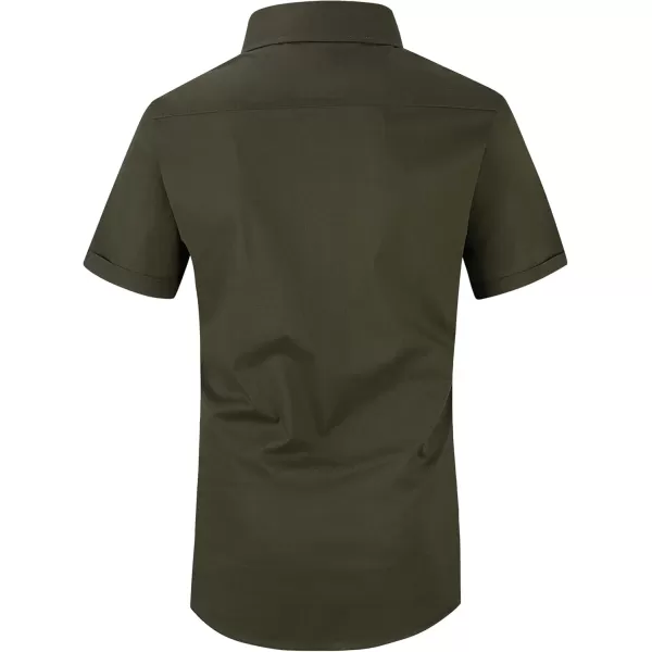 Alex Vando Mens Dress Shirts 4-Way Stretch Wrinkle Free Regular Fit Short Sleeve Men Button Down Shirt