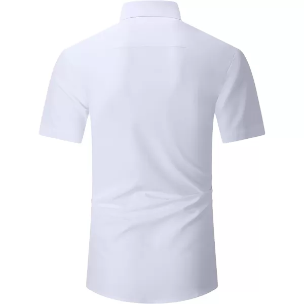 Alex Vando Mens Dress Shirts 4-Way Stretch Wrinkle Free Regular Fit Short Sleeve Men Button Down Shirt