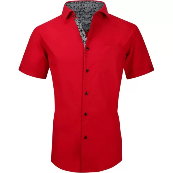 Alex Vando Mens Dress Shirts 4-Way Stretch Wrinkle Free Regular Fit Short Sleeve Men Button Down Shirt