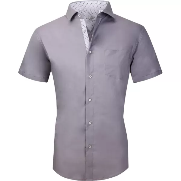 Alex Vando Mens Dress Shirts 4-Way Stretch Wrinkle Free Regular Fit Short Sleeve Men Button Down Shirt