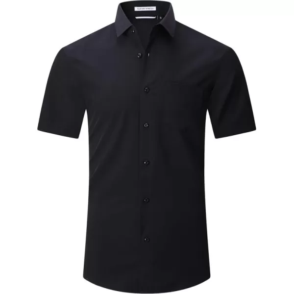Alex Vando Mens Dress Shirts 4-Way Stretch Wrinkle Free Regular Fit Short Sleeve Men Button Down Shirt