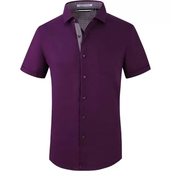 Alex Vando Mens Dress Shirts 4-Way Stretch Wrinkle Free Regular Fit Short Sleeve Men Button Down Shirt