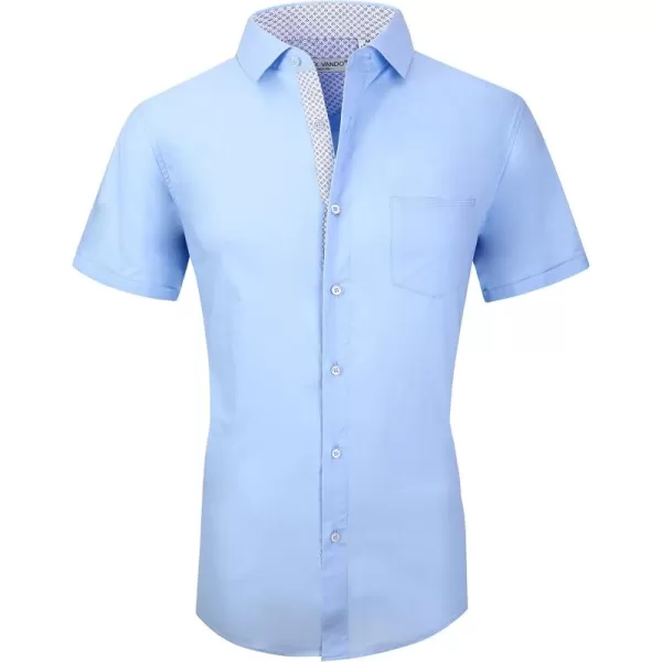 Alex Vando Mens Dress Shirts 4-Way Stretch Wrinkle Free Regular Fit Short Sleeve Men Button Down Shirt