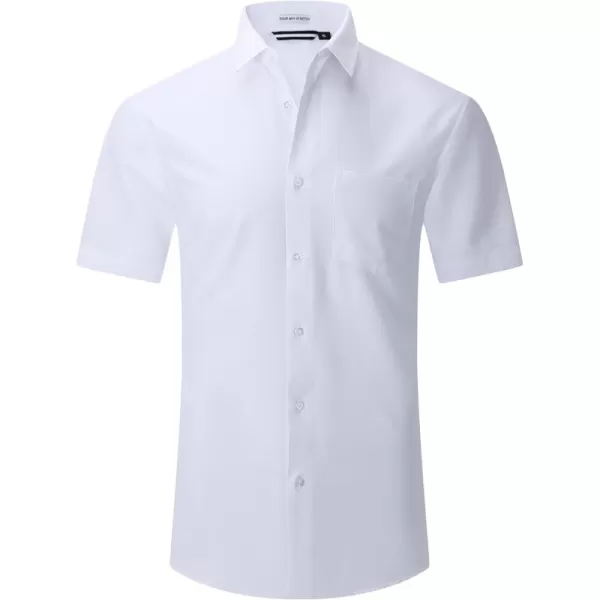 Alex Vando Mens Dress Shirts 4-Way Stretch Wrinkle Free Regular Fit Short Sleeve Men Button Down Shirt