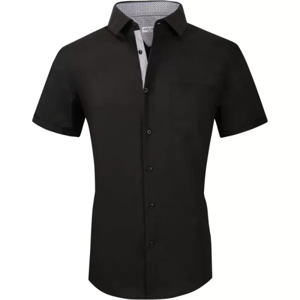 Alex Vando Mens Dress Shirts 4-Way Stretch Wrinkle Free Regular Fit Short Sleeve Men Button Down Shirt