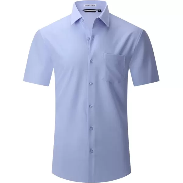 Alex Vando Mens Dress Shirts 4-Way Stretch Wrinkle Free Regular Fit Short Sleeve Men Button Down Shirt