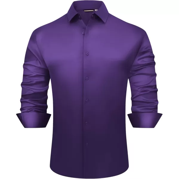 Alex Vando Mens Luxury Satin Dress Shirt Long Sleeve Silk Shiny Sateen Party Shirt
