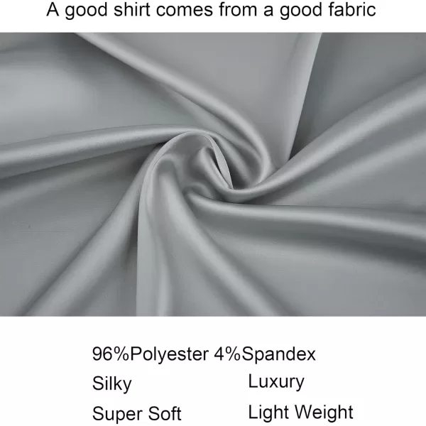 Alex Vando Mens Luxury Satin Dress Shirt Long Sleeve Silk Shiny Sateen Party Shirt