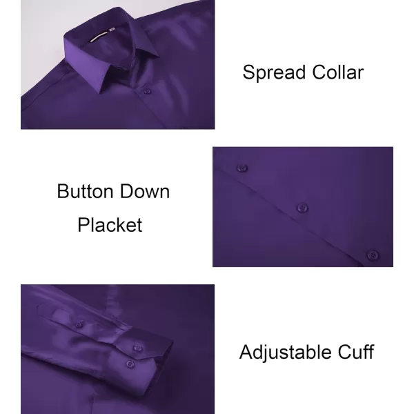Alex Vando Mens Luxury Satin Dress Shirt Long Sleeve Silk Shiny Sateen Party Shirt