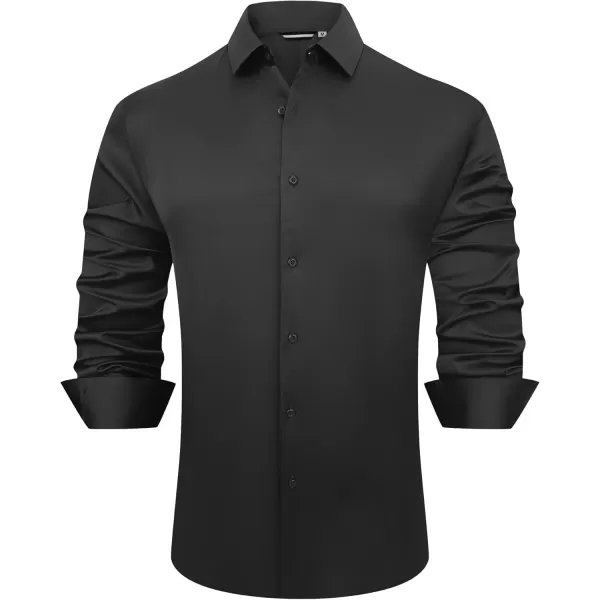 Alex Vando Mens Luxury Satin Dress Shirt Long Sleeve Silk Shiny Sateen Party Shirt