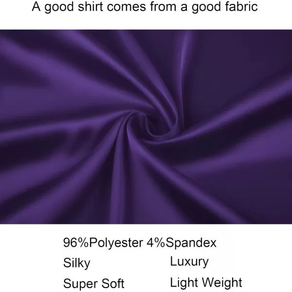 Alex Vando Mens Luxury Satin Dress Shirt Long Sleeve Silk Shiny Sateen Party Shirt