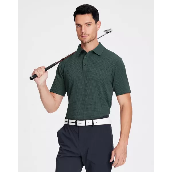 Alex Vando Mens Bubble Jacquard Polo Shirt Super Stretch Short Sleeve Polo Shirts for Men