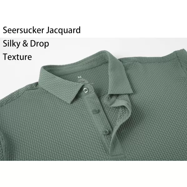 Alex Vando Mens Bubble Jacquard Polo Shirt Super Stretch Short Sleeve Polo Shirts for Men