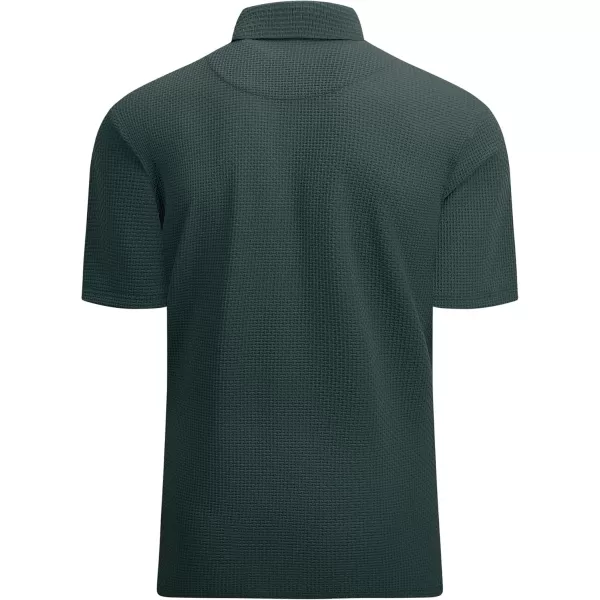 Alex Vando Mens Bubble Jacquard Polo Shirt Super Stretch Short Sleeve Polo Shirts for Men