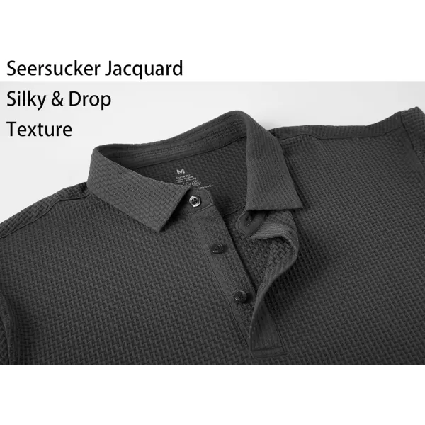 Alex Vando Mens Bubble Jacquard Polo Shirt Super Stretch Short Sleeve Polo Shirts for Men