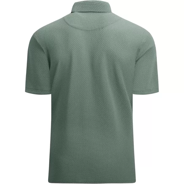 Alex Vando Mens Bubble Jacquard Polo Shirt Super Stretch Short Sleeve Polo Shirts for Men