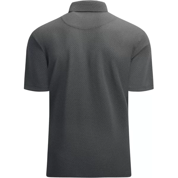 Alex Vando Mens Bubble Jacquard Polo Shirt Super Stretch Short Sleeve Polo Shirts for Men