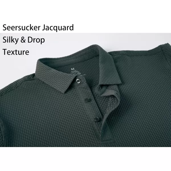 Alex Vando Mens Bubble Jacquard Polo Shirt Super Stretch Short Sleeve Polo Shirts for Men