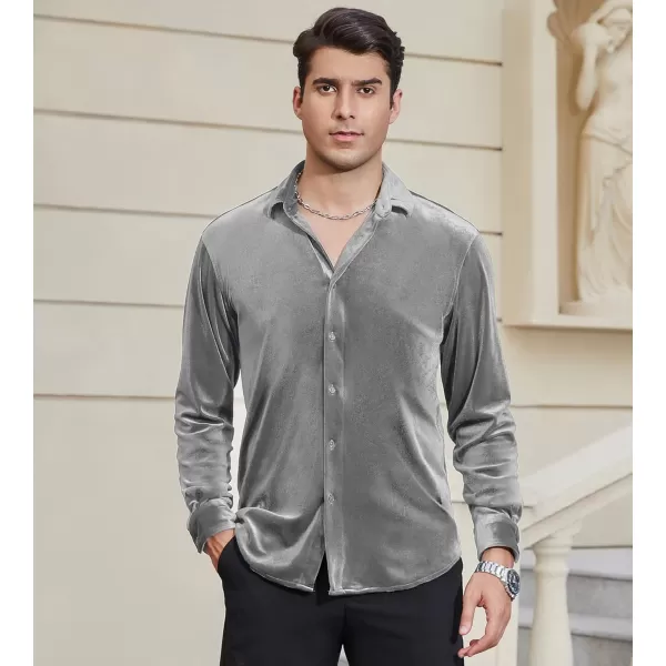 Alex Vando Mens Velvet Shirts Regular Fit Long Sleeve Soft Stretch Casual Button Down Shirt