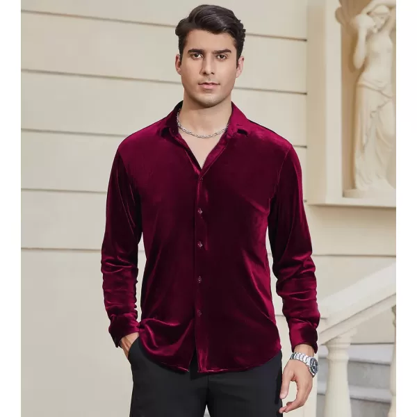 Alex Vando Mens Velvet Shirts Regular Fit Long Sleeve Soft Stretch Casual Button Down Shirt