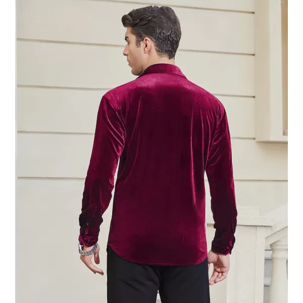 Alex Vando Mens Velvet Shirts Regular Fit Long Sleeve Soft Stretch Casual Button Down Shirt