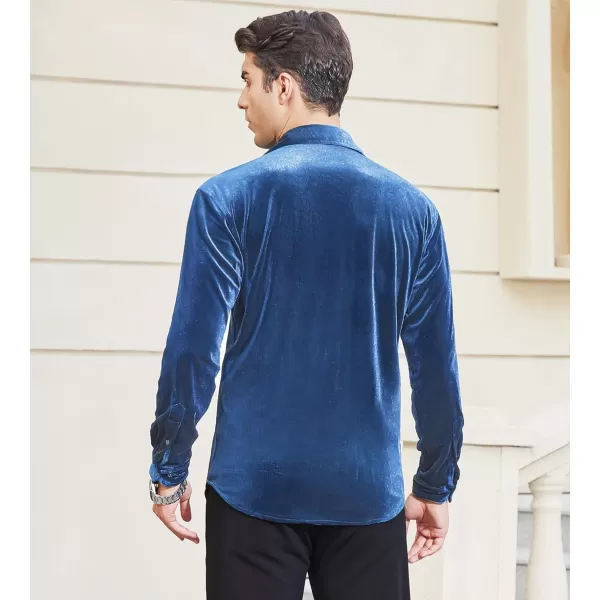 Alex Vando Mens Velvet Shirts Regular Fit Long Sleeve Soft Stretch Casual Button Down Shirt