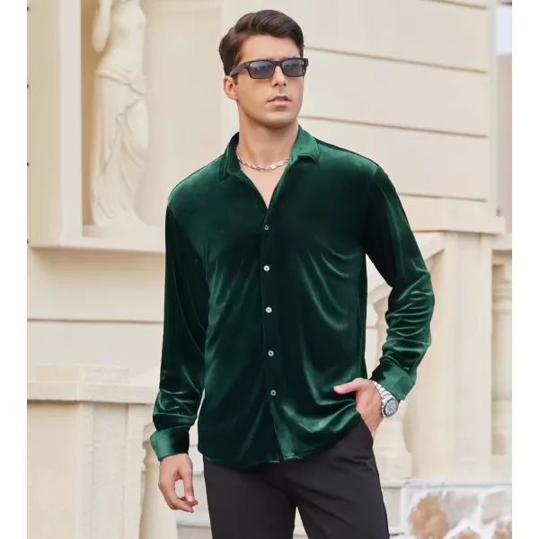 Alex Vando Mens Velvet Shirts Regular Fit Long Sleeve Soft Stretch Casual Button Down Shirt