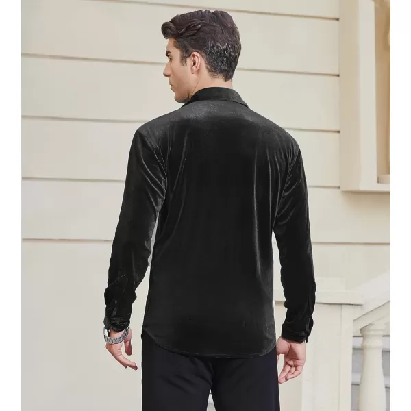 Alex Vando Mens Velvet Shirts Regular Fit Long Sleeve Soft Stretch Casual Button Down Shirt