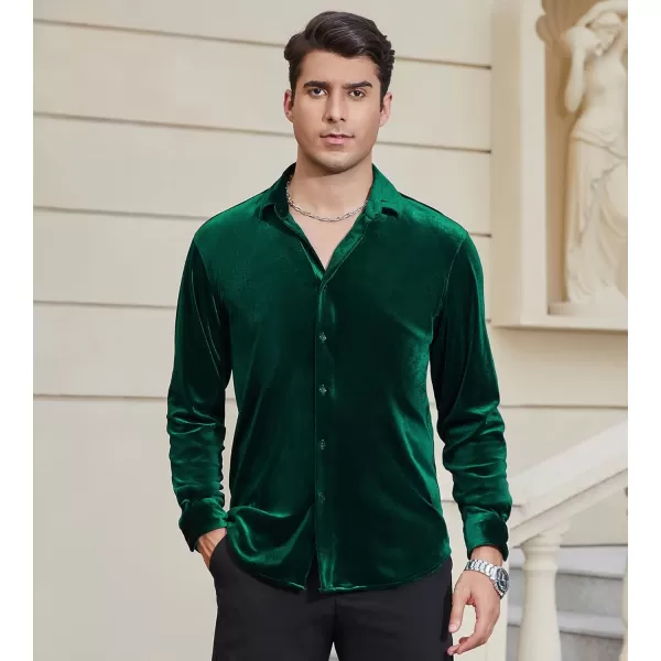 Alex Vando Mens Velvet Shirts Regular Fit Long Sleeve Soft Stretch Casual Button Down Shirt